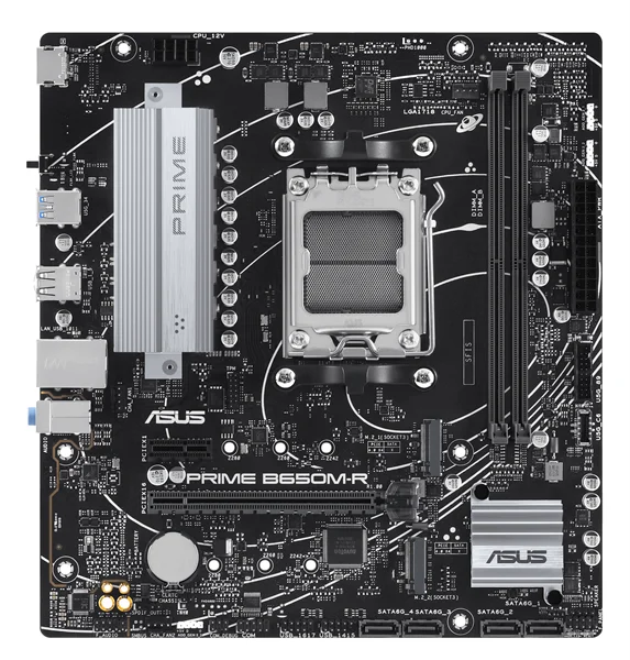 ASUS PRIME B650M-R (Socket AM5, mATX, 2xDDR5(96GB), HDMI 2.1, 1xPCIe 4.0x16/1xPCIe 4.0, 1xLAN (2.5GbE), 4xSATA 6Gb/s, 2xM.2, 2xUSB 3.2, 4xUSB 2.0)