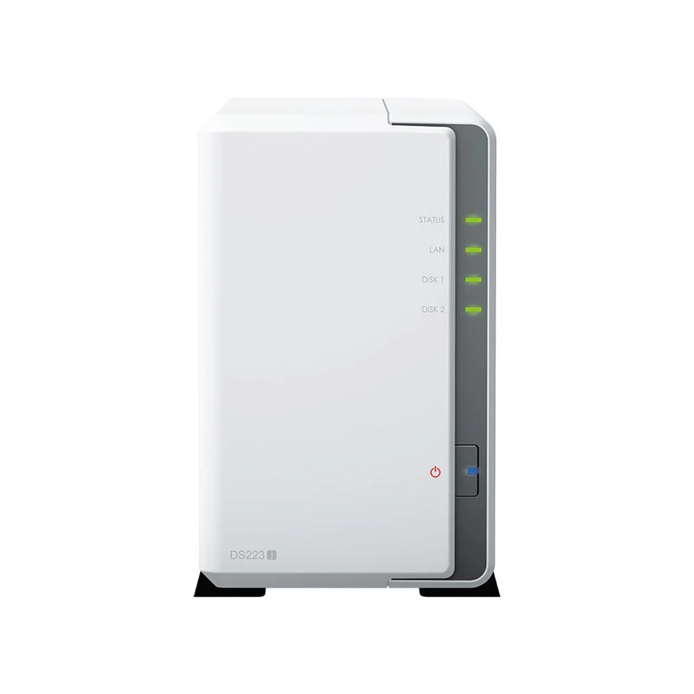 Системы хранения данных Synology QC 1,7GhzCPU/1Gb/RAID0,1/upto 2 HP HDD SATA(3.5')/2xUSB3.2/1xGbE/iSCSI/2xIPcam(upto 12)/1xPS/1YW (DS223j) repl DS220j