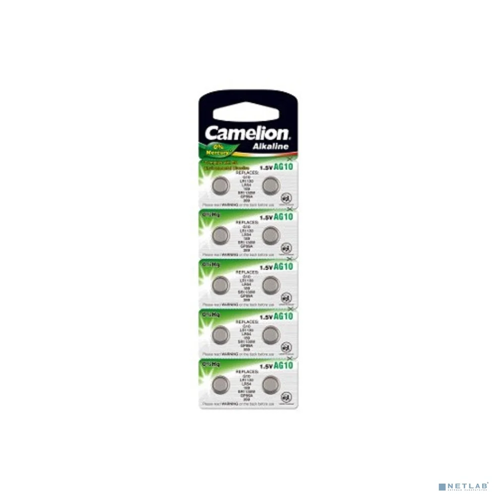 Camelion G10 BL-10 Mercury Free (AG10-BP10(0%Hg), 389A/LR1130/189 батарейка для часов) (10 шт. в уп-ке)