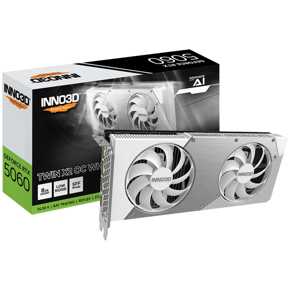Видеокарта INNO3D RTX5060 TWIN X2 ОС WHITE 8GB GDDR7 128bit 3xDP HDMI 2FAN RTL