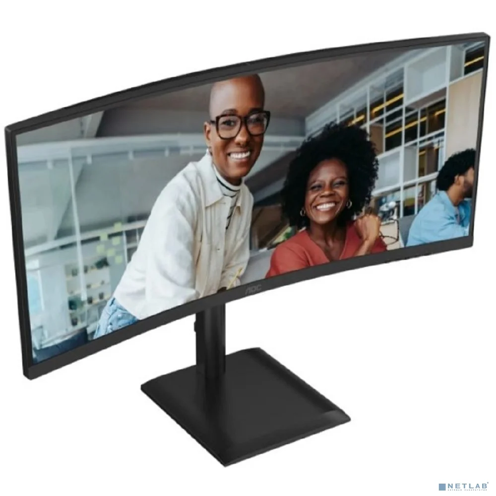 LCD AOC 34" CU34E4CV Black {VA 3440x1440 Curved 21:9 4ms 350cd 2xHDMI DisplayPort 4xUSB3.2 USB-C(90W) RJ45 2x5W HAS Internal Vesa}