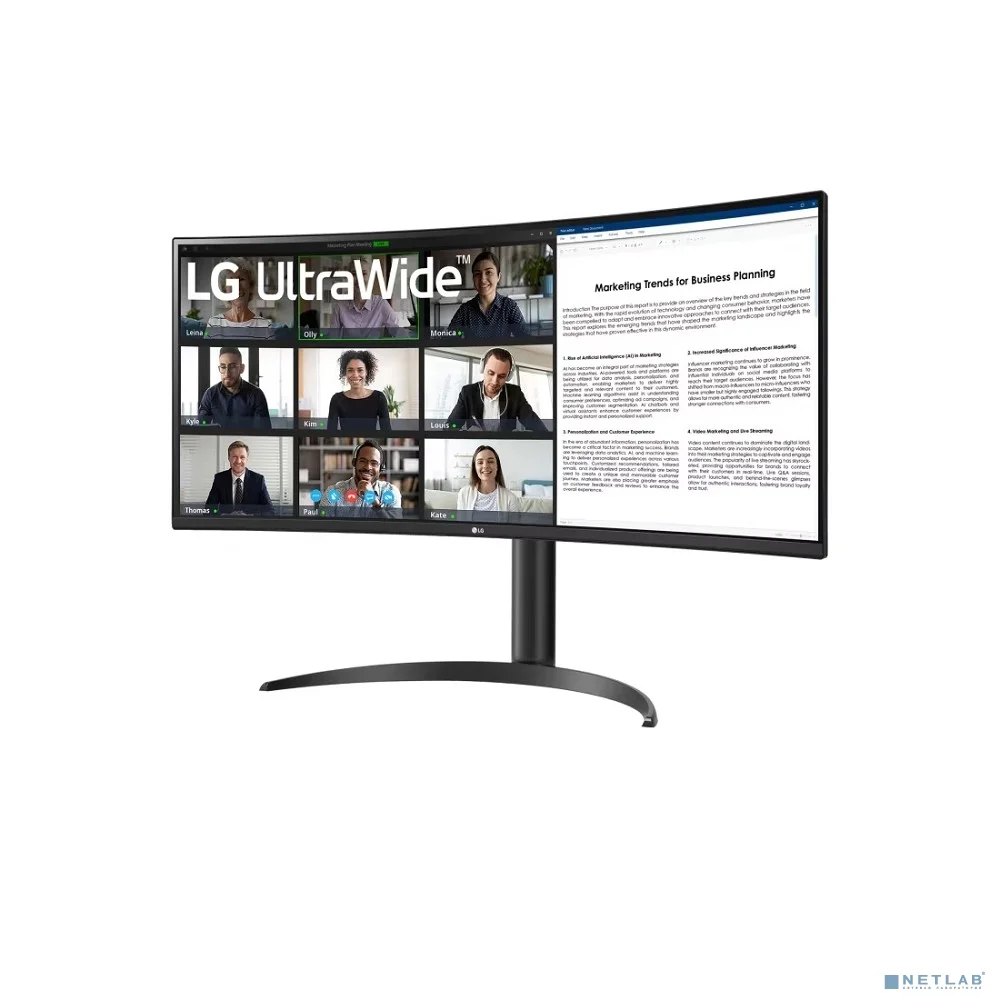 LCD LG 34" 34WR55QK-B {VA Curved 1500R 3440x1440 100Hz 5ms 300cd 3000:1 2xHDMI2.0 DisplayPort1.4 USB-C(65W PD) VESA}