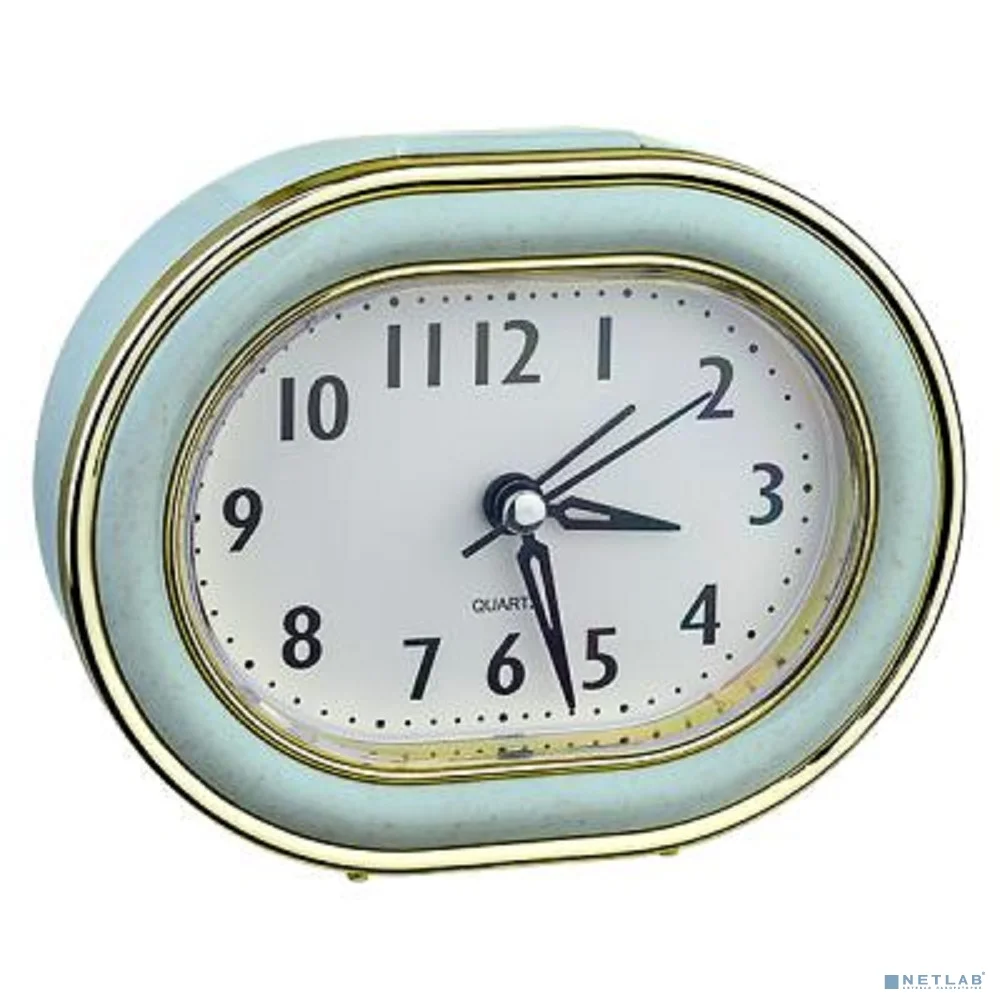 Perfeo Quartz часы-будильник "PF-TC-017", овальные 10,5*12,5 см, подсветка, зелёные