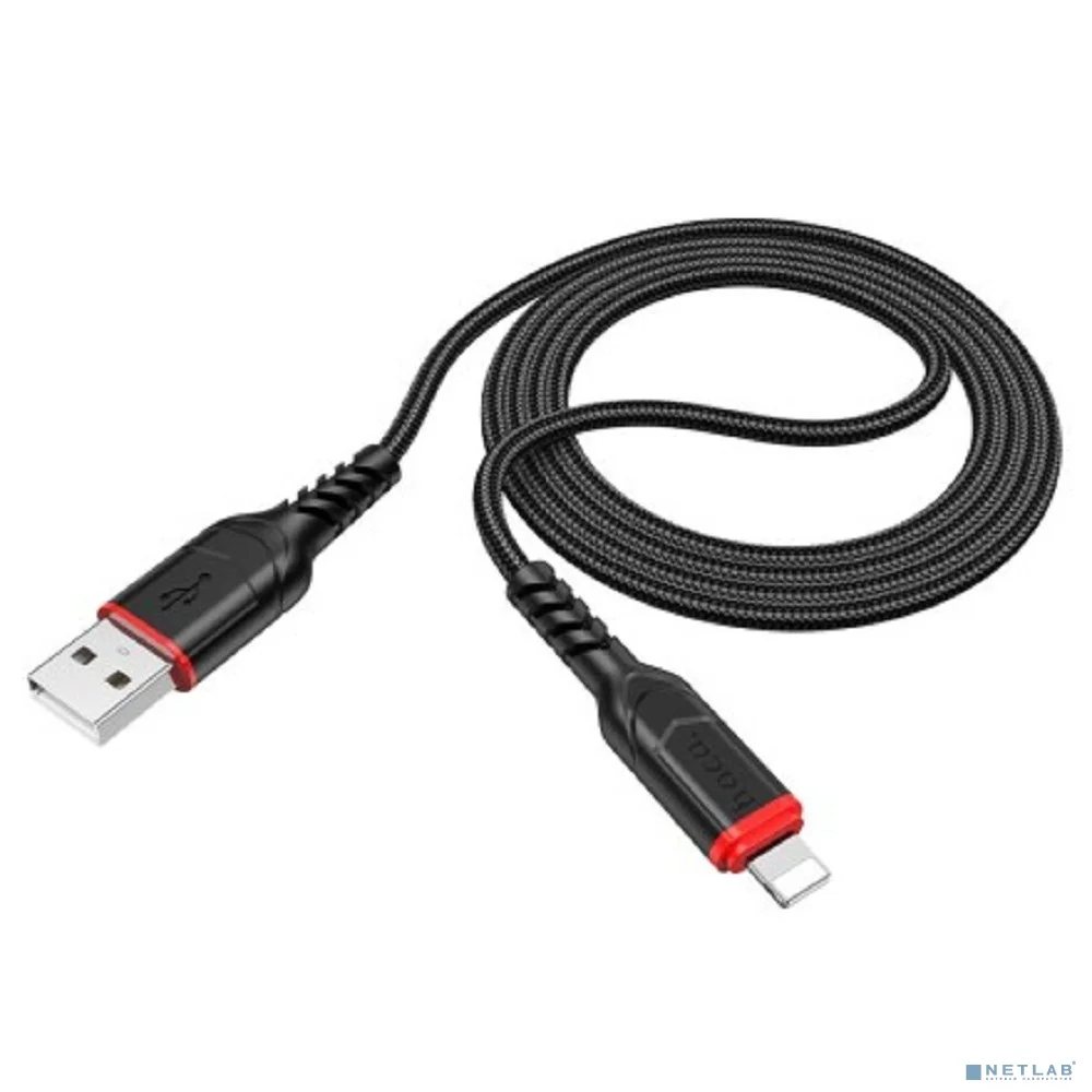 HOCO X59/ USB кабель Lightning/ 2m/ 2.4A/ Нейлон/ Black
