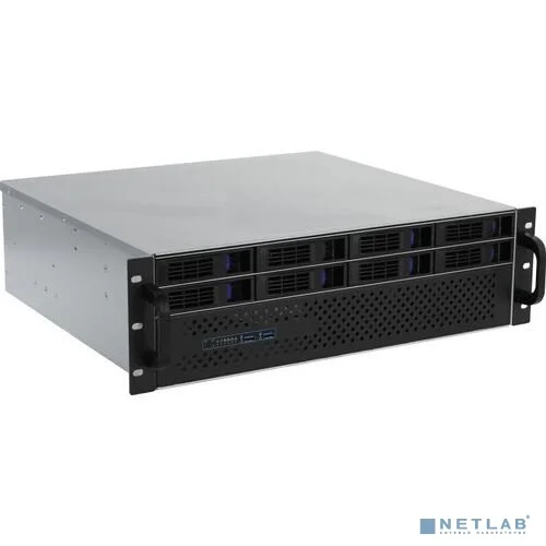 Procase ES308XS-SATA3-B-0 Корпус 3U Rack server case (8 SATA III/SAS 12Gbit hotswap HDD), черный, без блока питания, глубина 400мм, MB 12"x13"