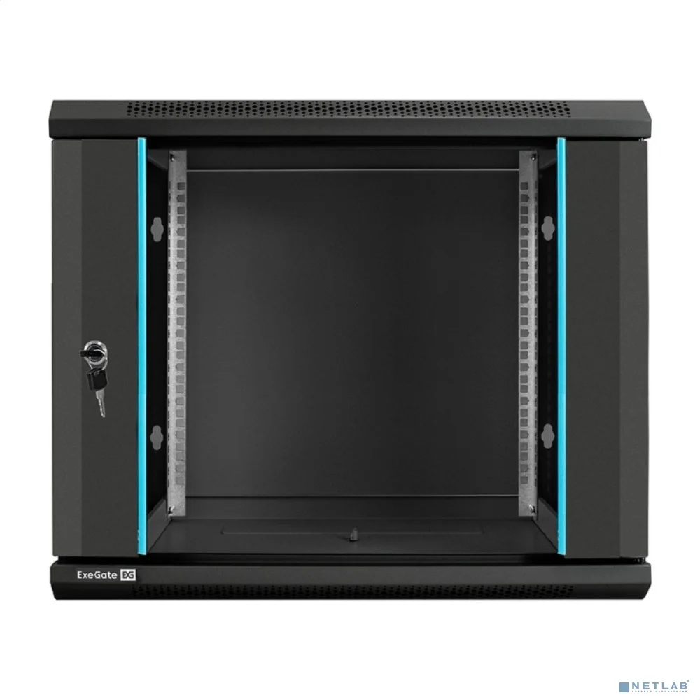 Exegate EX298608RUS Шкаф телекоммуникационный 19" настенный 9U ExeGate EC-WM-9U.600.G.BLACK (19”, 9U, 600x600x500mm (ШхГхВ), передняя дверь закаленное стекло, съемные боковые панели, пыле- и влагозащи