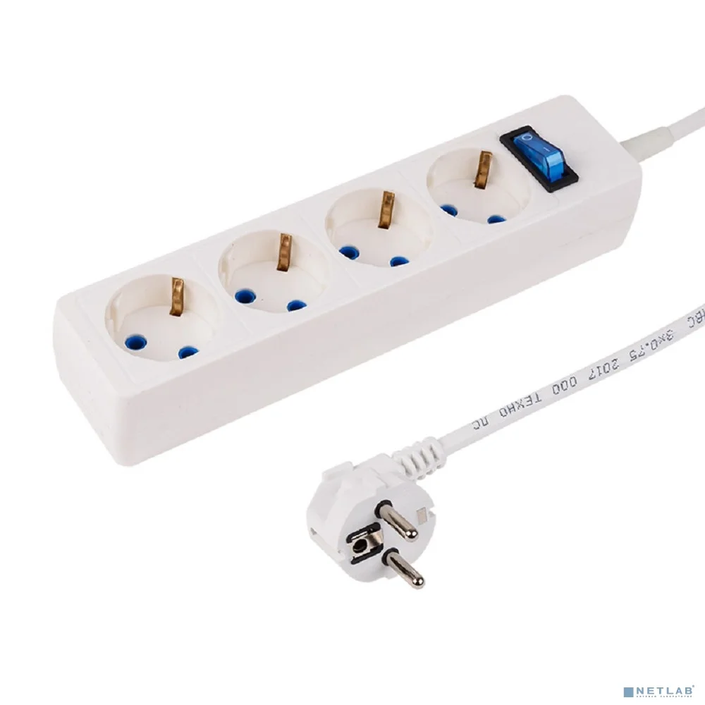 PROconnect (11-7231) Сетевой фильтр STANDARD 4 гнезда, 5м, 3х0,75мм?, с/з + автовыкл., белый