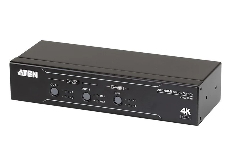 Матричный коммутатор с извлекателем звука Aten ProAV-green: 2x2 True 4K HDMI Матричный коммутатор с извлекателем звука