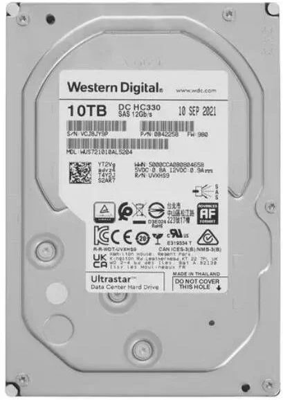 Жесткий диск Western Digital Ultrastar DC HС330 HDD 3.5" SAS 10TB, 7200 rpm, 256MB buffer, 512e/4kN, 0B42258, 1 year 3