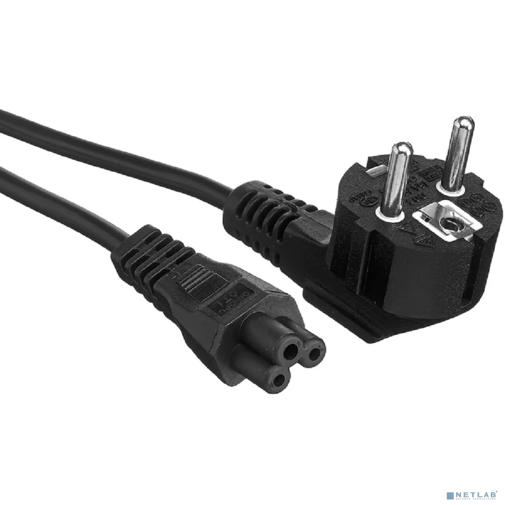 Exegate ES281010RUS Кабель питания ноутбуков ExeGate Special PC5-1,8S (Евровилка Schuko->С5) (3-pin) 0.75mm2, ССА, черный, 1.8м.