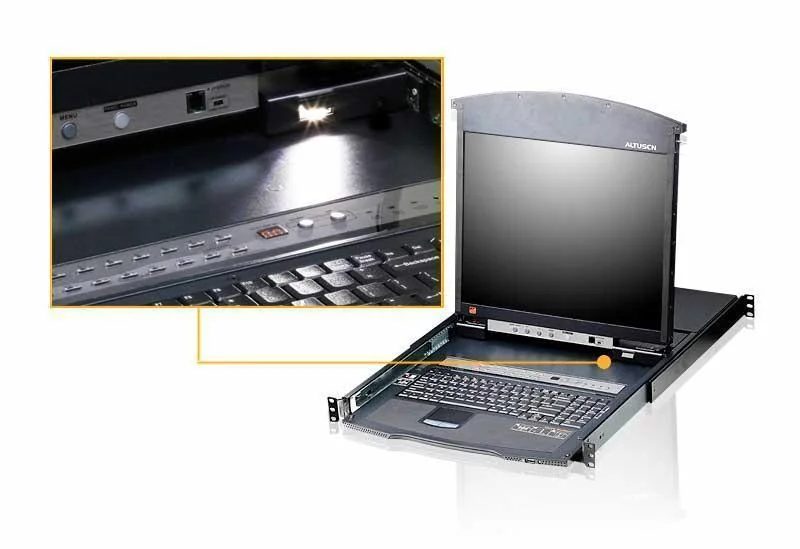 KVM переключатель ATEN 8P CAT-5 HIGH DENSITY DUAL RAIL LCD KVM*KL1508AN-AXA-RG 4