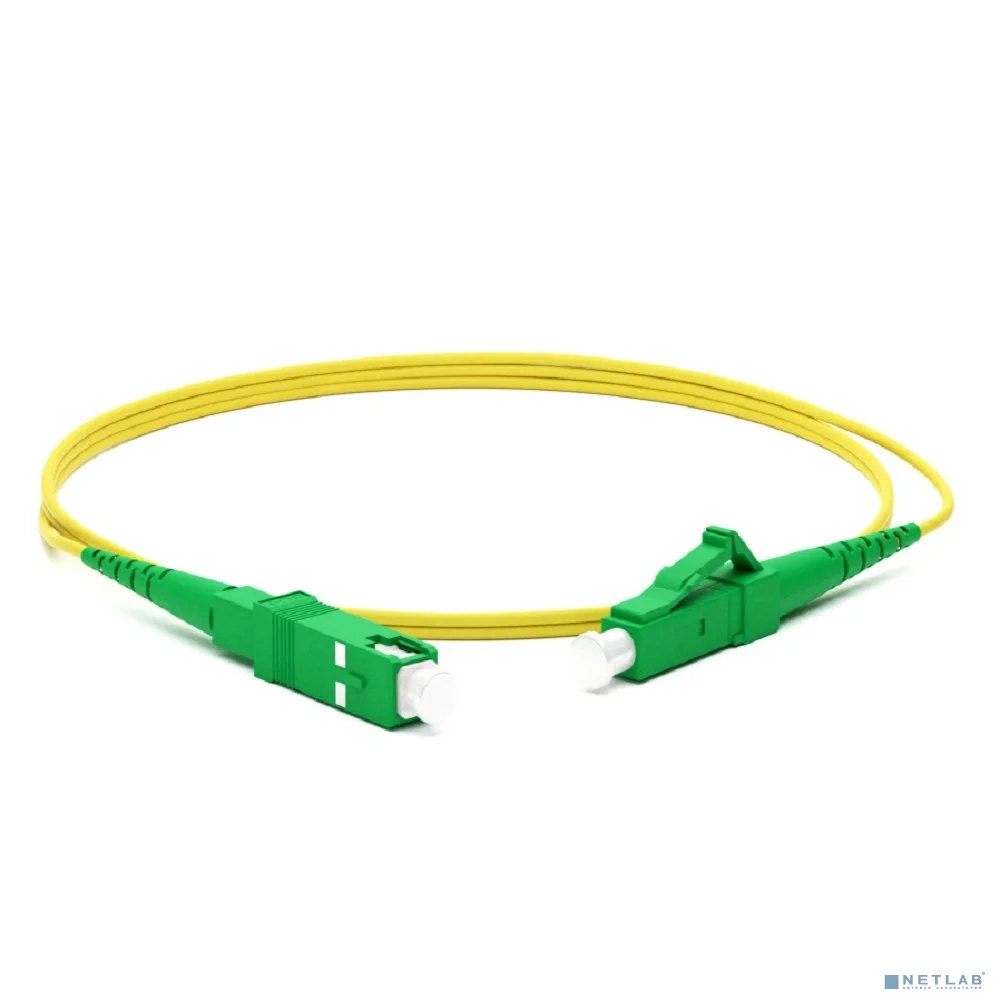 Hyperline FC-S2-9-LC/AR-SC/AR-H-2M-LSZH-YL Патч-корд волоконно-оптический (шнур) SM 9/125 (OS2), LC/APC-SC/APC, 2.0 мм, simplex, LSZH, 2 м