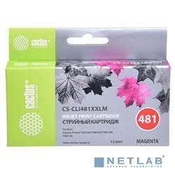 Картридж струйный Cactus CS-CLI481XXLM пурпурный (12мл) для Canon Pixma TR7540/TR8540/TS6140/TS8140