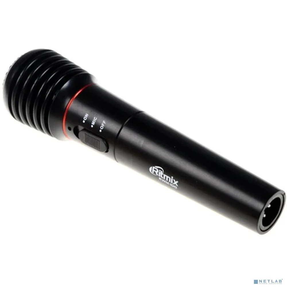 RITMIX RWM-100 black {100 Гц - 10000 Гц, 600 Ом, -72 Дб, > 85 дБ, КНИ <- 0,2%, максимальная девиация: ± 30 КГц, переключатель вкл./выкл., 3 pin XLR - Jack 6.3 mm, 3 м, питание микрофона: 1,5 В}