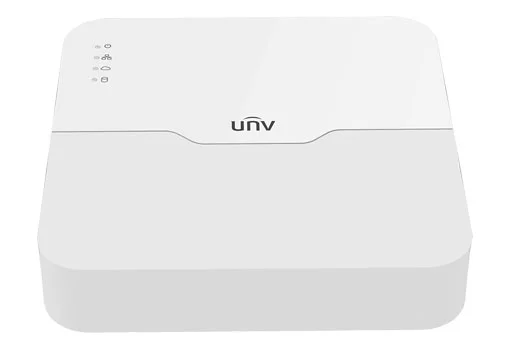 Uniview Видеорегистратор IP 4-х канальный 4K с 4 PoE портами; Входящий поток на запись до 64Мбит/с; Поддерживаемые форматы сжатия: Ultra 265/H.265/H.264; Запись: разрешение до 4K; HDD; 1 SATA3 до 6Тб