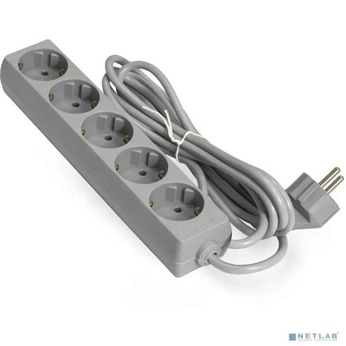 Exegate EX285820RUS Удлинитель ExeGate ECE-5-1.8G (5 евророзетки с заземлением, 1.8м, серый)