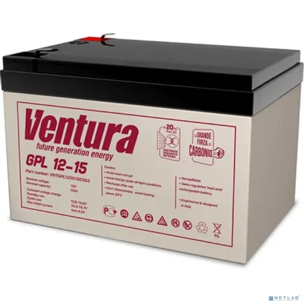 АКБ Ventura GPL 12-15 12V/14Ah {S63 (F2), ДхШхВ 151х98х100мм, 3.9кг, срок службы 12 лет}