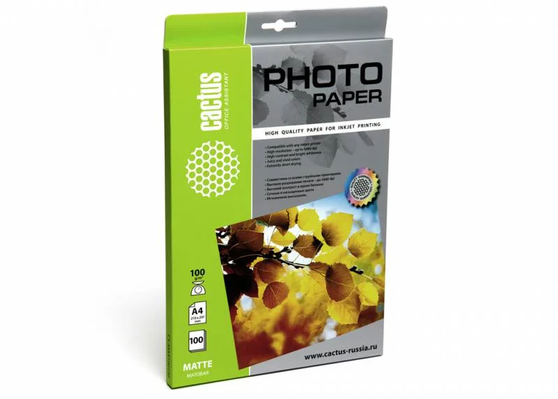 CACTUS MA4100100 Фотобумага A4/100г/м2/100л. матовая для струйной печати