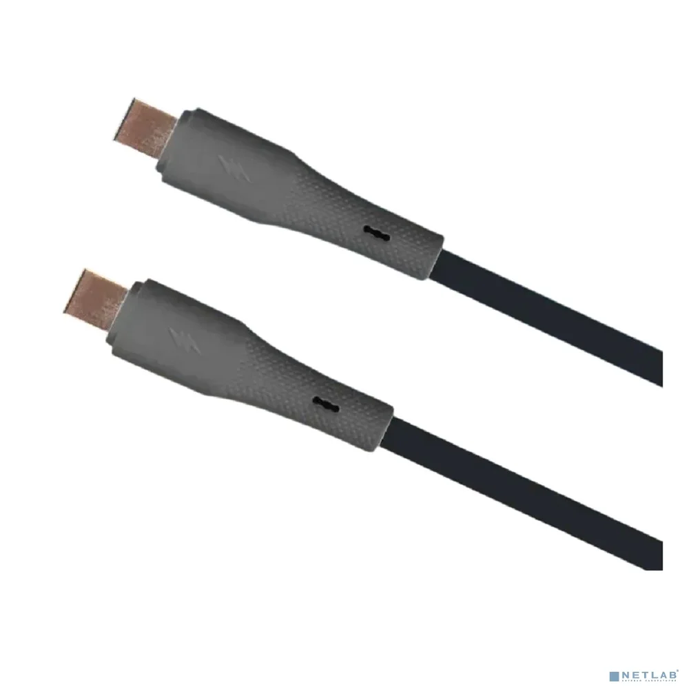 PERFEO Кабель USB C вилка - C вилка, 60W, черный, силикон, длина 1 м., ELASTIC (C1107)