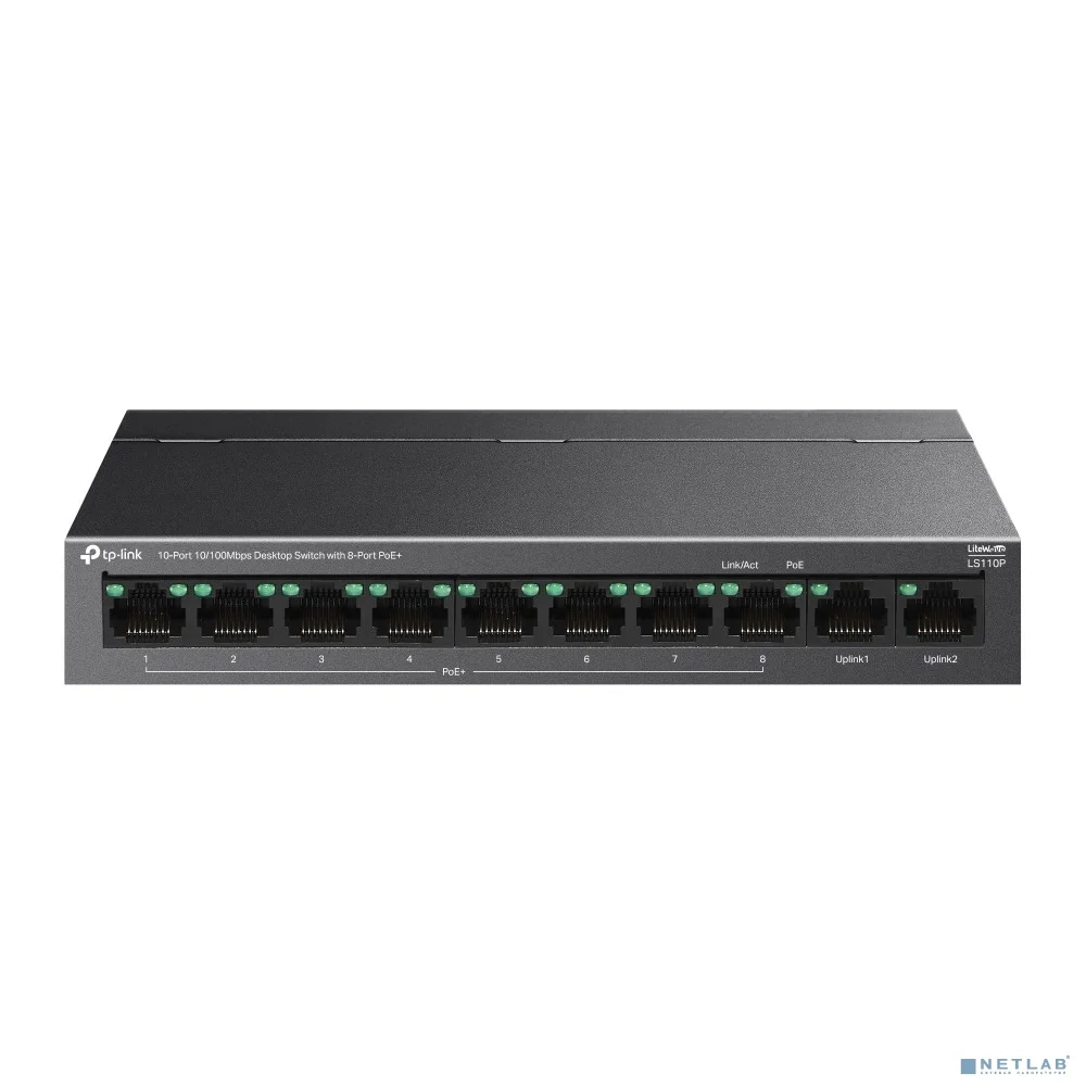 TP-Link LS110P Настольный коммутатор с 10 портами 10/100 Мбит/с (8 портов PoE+)