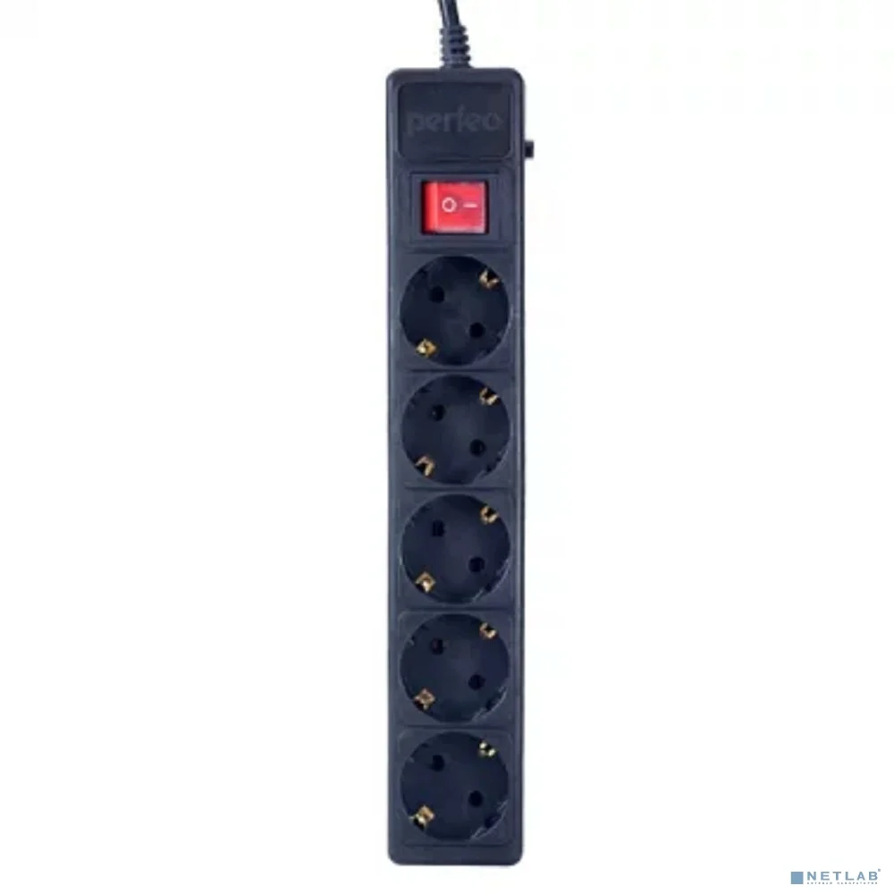 Perfeo Сетевой фильтр "POWER+" PF_A4658, 1,8м, 5 розеток, черный (PF-PP-5/1,8-B)