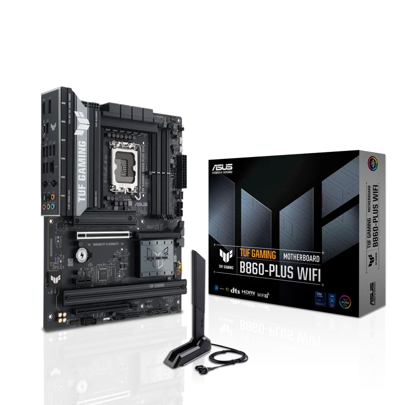 Материнская плата ASUS TUF GAMING B860-PLUS WIFI LGA1851 ATX 4xDDR5 2xPCIEx16 PCIEx1 3xM.2 USB-C DP HDMI 2.5GLAN Wi-Fi 7