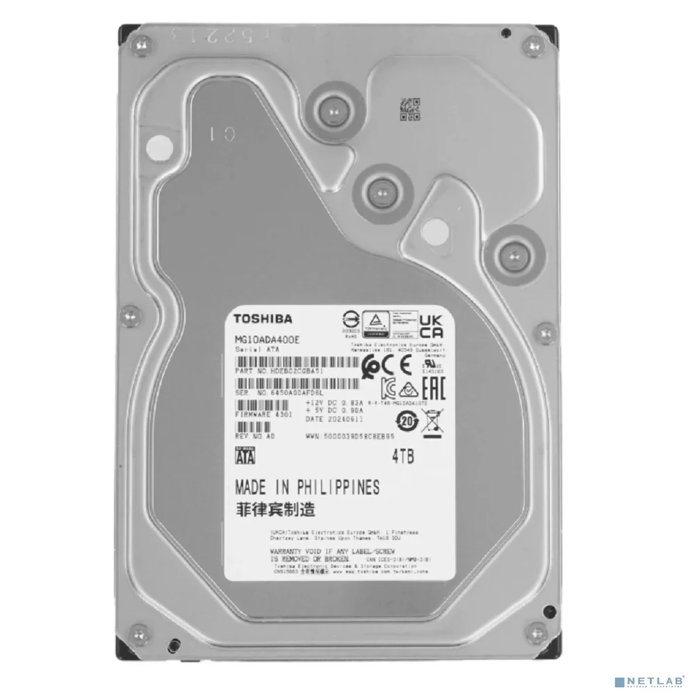 Жесткий диск серверный Toshiba MG10ADA400E 3.5" 4TB Enterprise HDD SATA 6Gb/s, 7200rpm, 512e 2