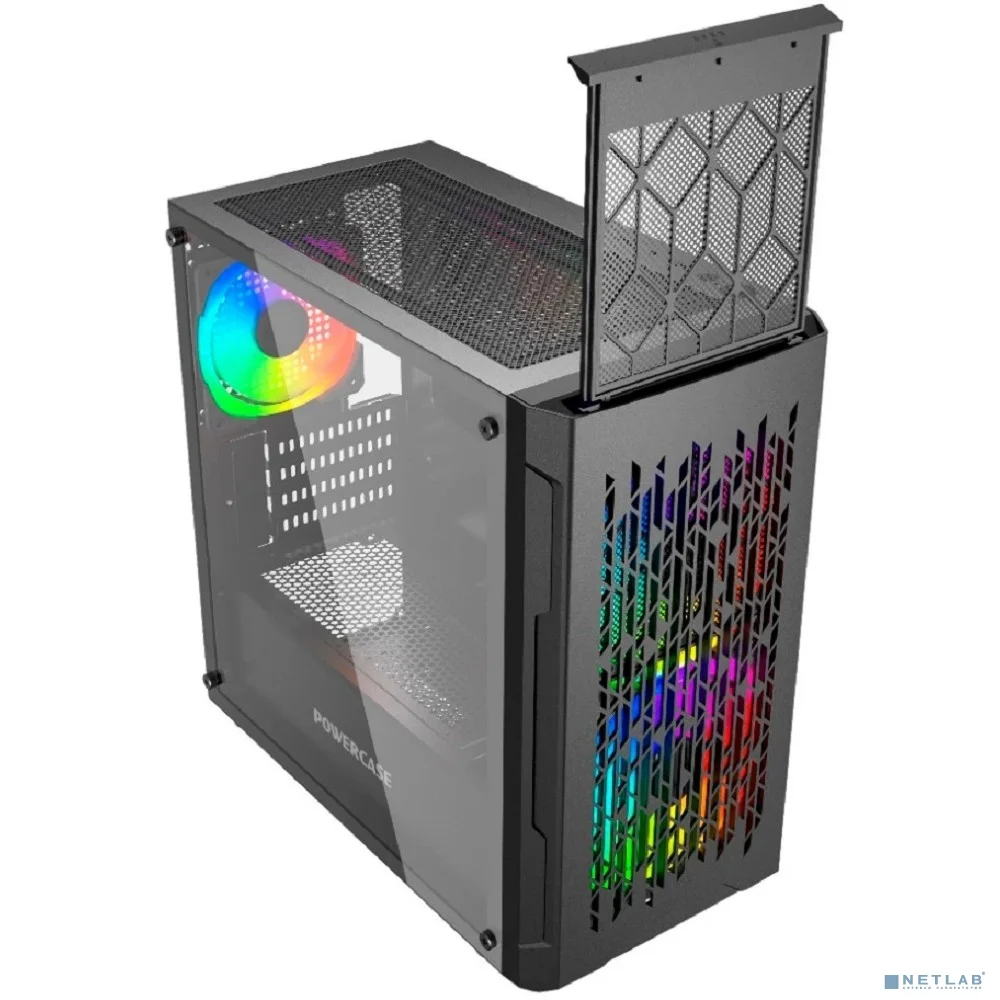 Powercase Mistral Micro D3B ARGB, Tempered Glass, 2x 140mm ARGB PWM+1x 120mm ARGB PWM, чёрный, mATX (CMMDB-A3)