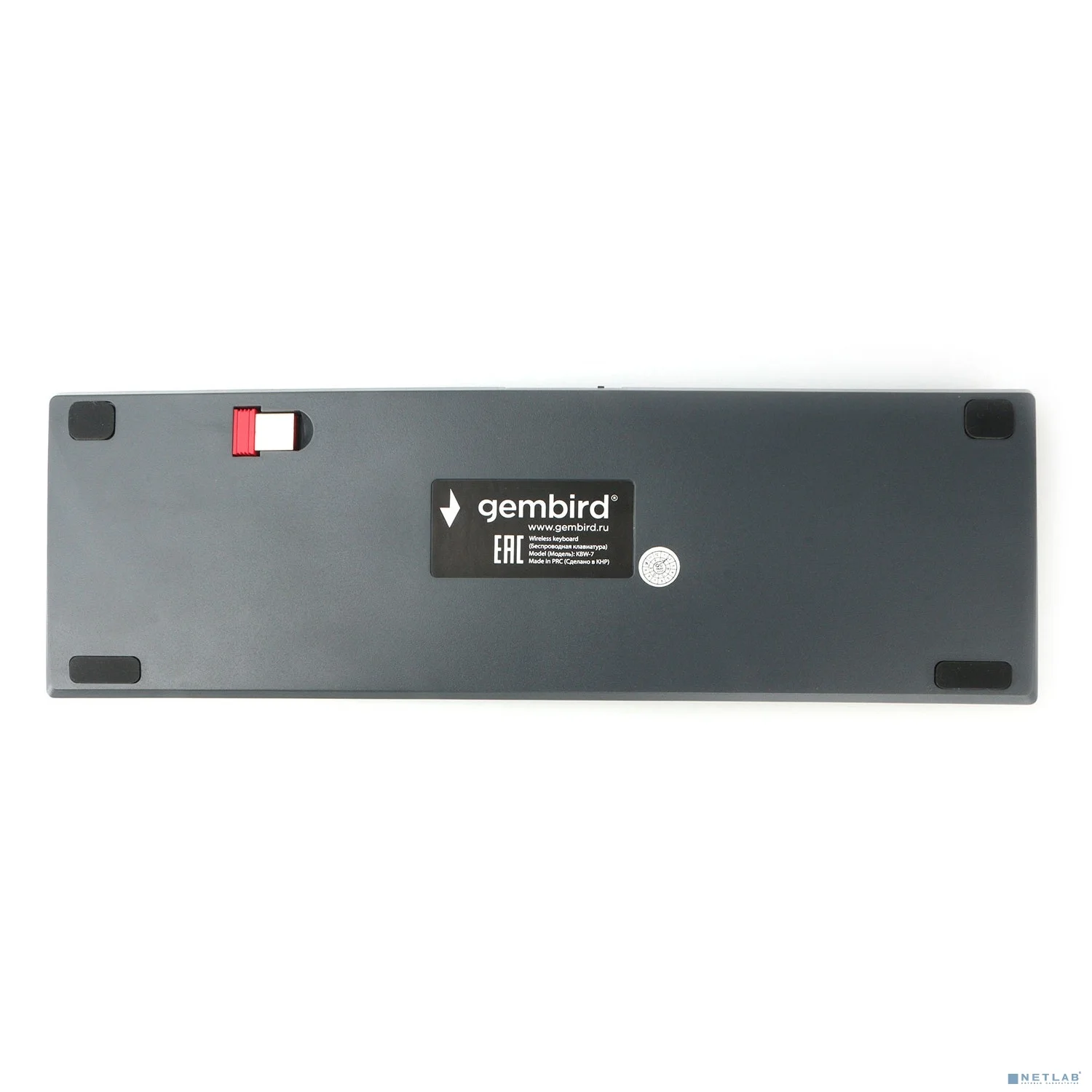 Клавиатура беспроводная Gembird KBW-7, 68кл, Rainbow, синие свитчи, BT 5.0/2.4/USB, серая