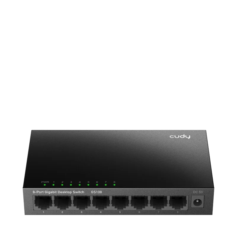 Коммутатор CUDY 8-Port Gigabit Metal Switch 5-Port Gigabit Ethernet Switch, 5 10/100/1000M RJ45 Ports, Loop Detection, USB-C Power Input, Plug & Play, Wall-Mount
