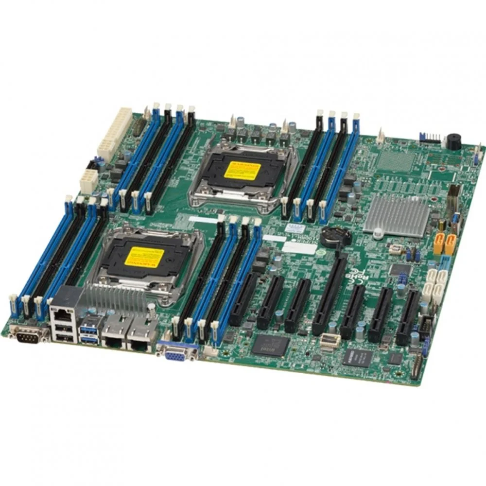 Материнская плата SuperMicro MBD-X10DRH-I-O, RTL E-ATX 16x 288-pin DDR4 DIMM slots 10x SATA3 ports 5x USB 3.0 ports 4x USB 2.0 ports 1x VGA Connector