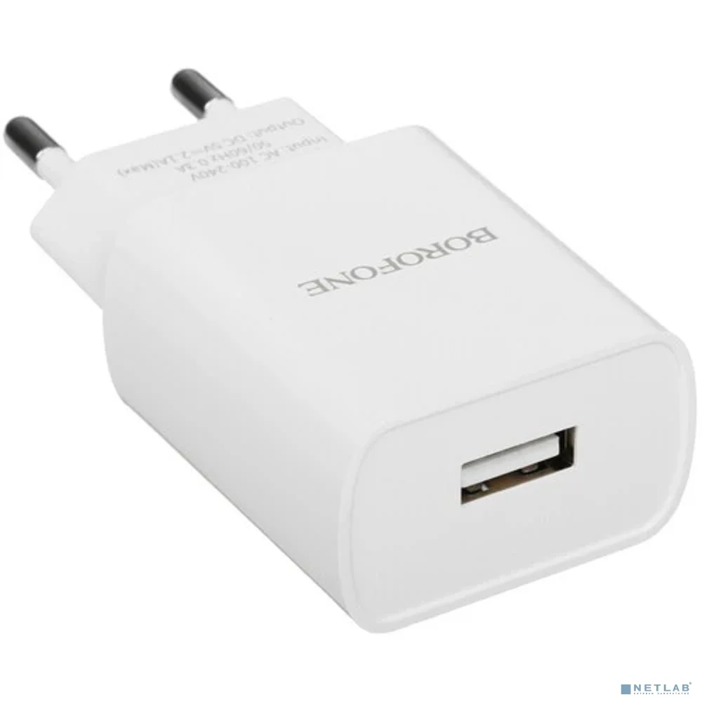 BOROFONE BA20A/ Сетевое ЗУ + Кабель Type-C 1m/ 1 USB/ Выход: 10.5W/ White