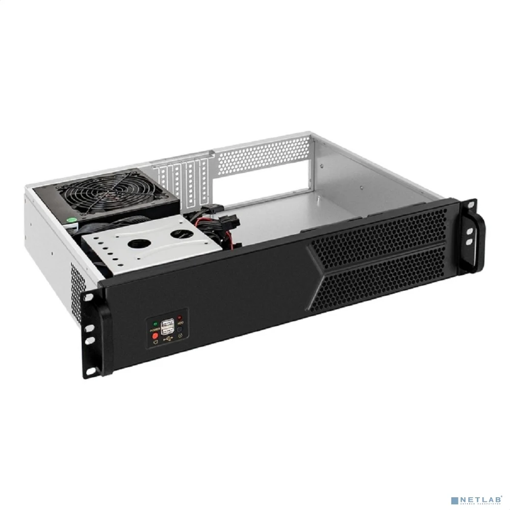 Exegate EX298434RUS Серверный корпус ExeGate Pro 2U330-03 <RM 19", высота 2U, глубина 330, БП 500PPH-SE, 2*USB>