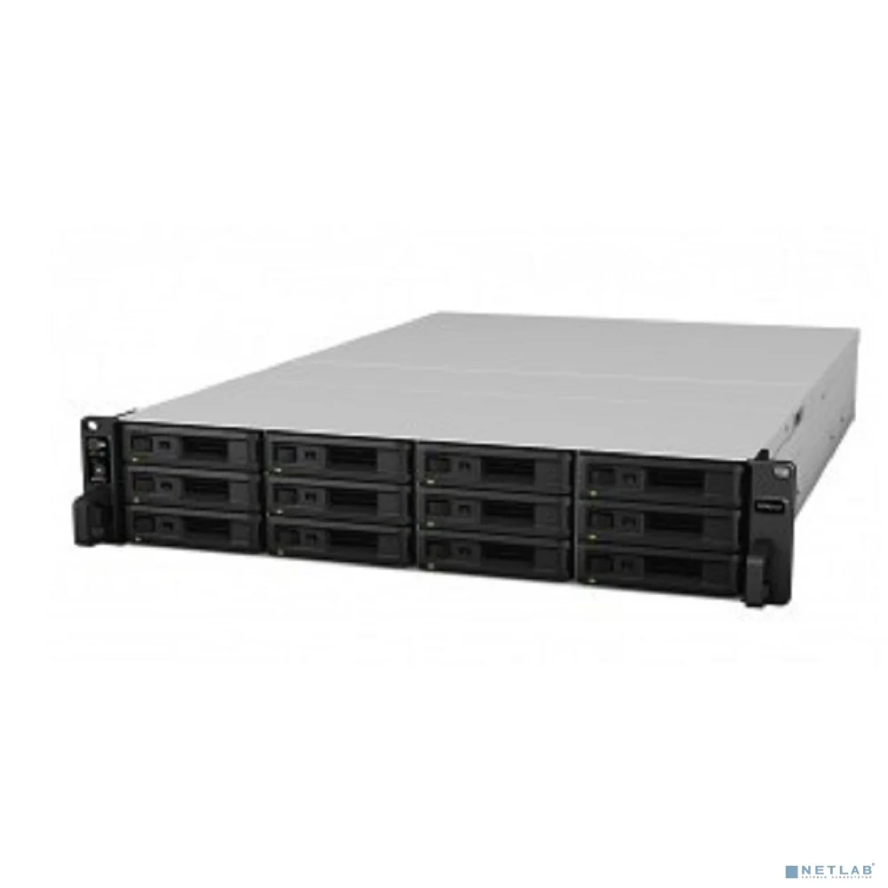 Система хранения данных Synology 2U/12bay 8C 2,1GhzCPU/8Gb(64)/RAID0,1,10,5,6/upto 36HDD (2xRX1217(RP))/2xUSB/4GbE+2x10GE/2xPCIe/iSCSI/2xIPcam(upto90)/2xRPS/no rail/1YW