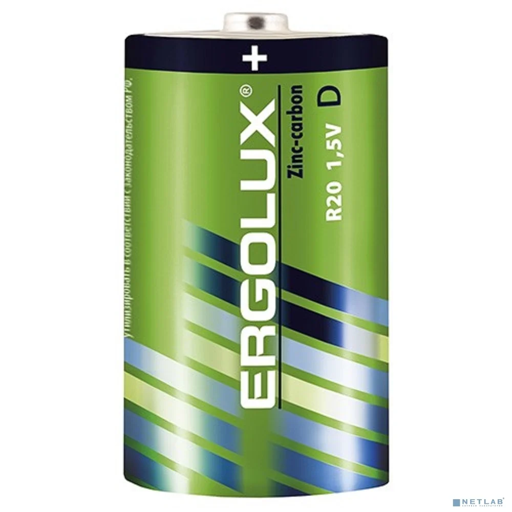 Ergolux R20 SR2 (R20SR2, батарейка,1.5В) (2 шт. в уп-ке)