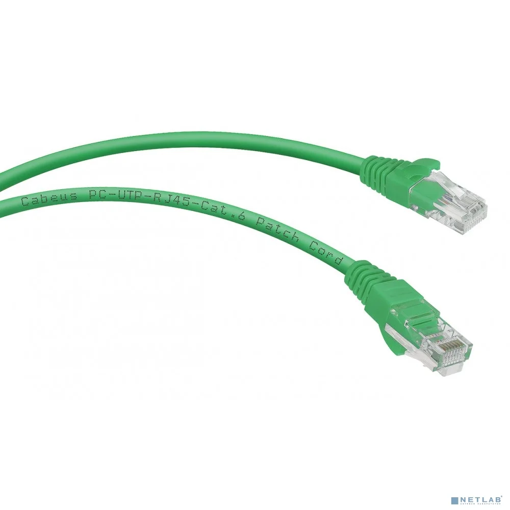 Cabeus PC-UTP-RJ45-Cat.6-2m-GN Патч-корд U/UTP, категория 6, 2xRJ45/8p8c, неэкранированный, зеленый, PVC, 2м