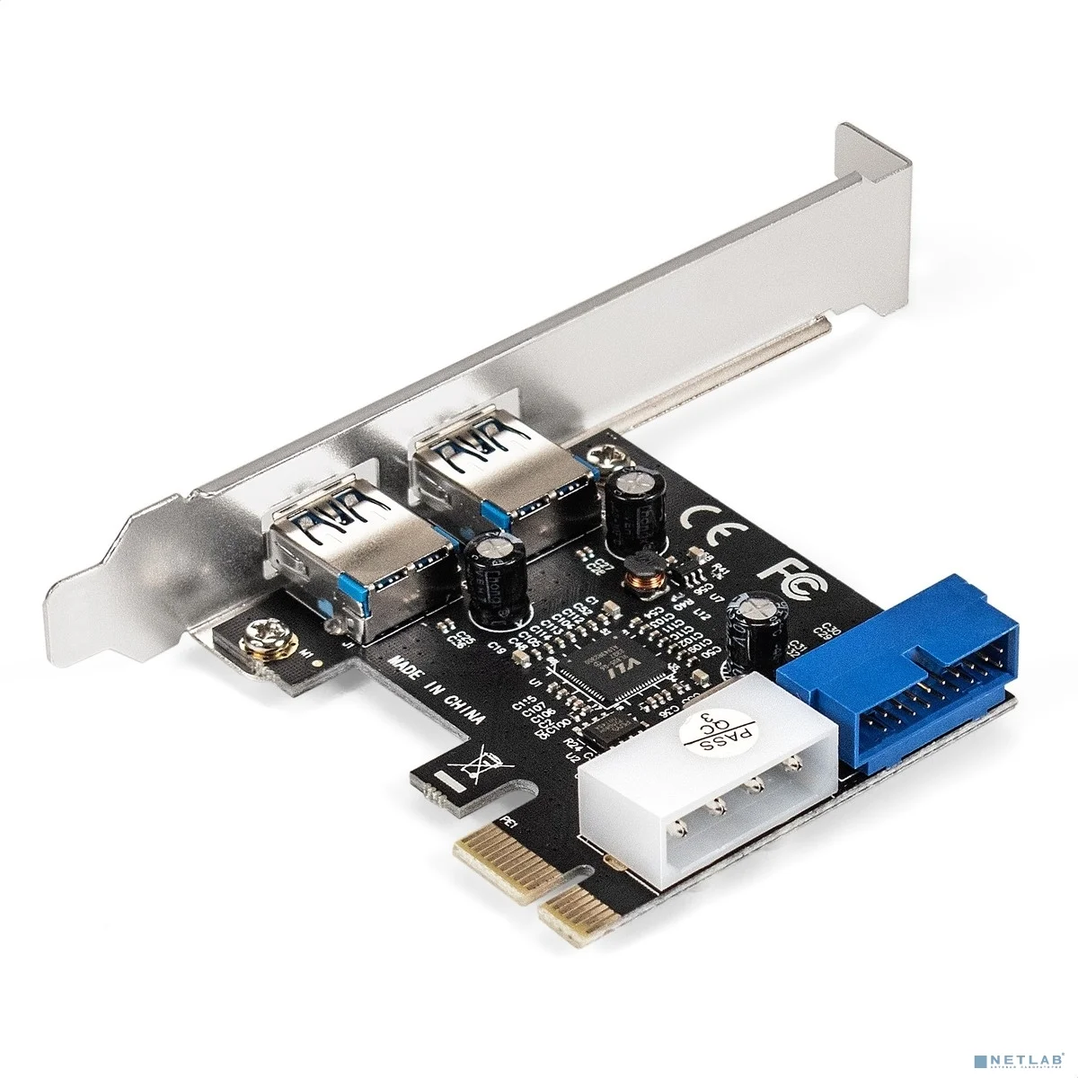 Exegate EX296209RUS Контроллер ExeGate EXE-342 (PCI-E x1 v2.0, 2*USB3.0 ext.+ 1*19pin int. (внутренние коннекторы для подключения 2*USB3.0 портов на корпусе), разъем доп.питания, VIA Labs Chipset VL80
