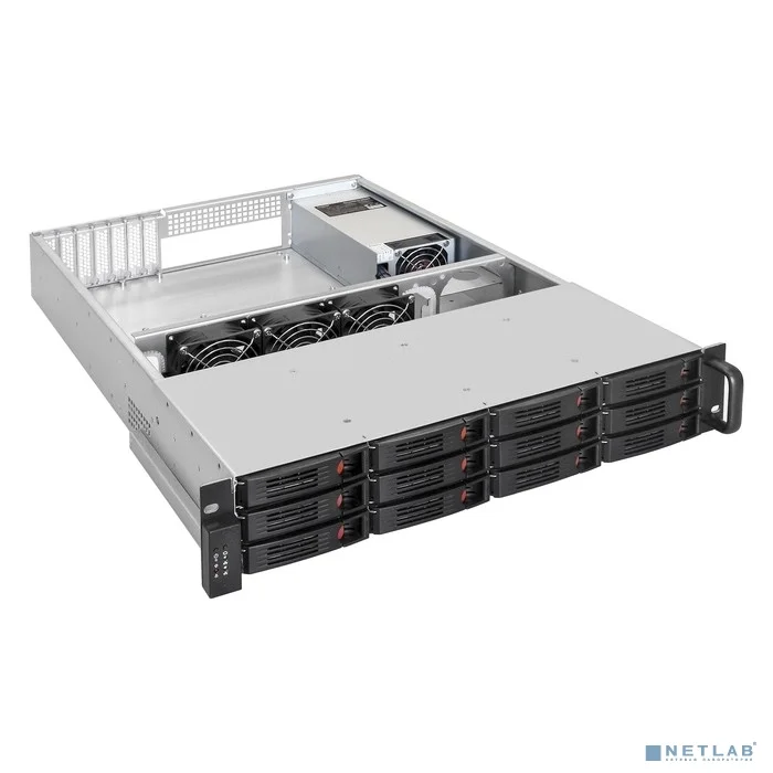 Exegate EX293404RUS Серверный корпус ExeGate Pro 2U660-HS12 <RM 19", высота 2U, глубина 660, БП 2U-600ADS, 12xHotSwap>