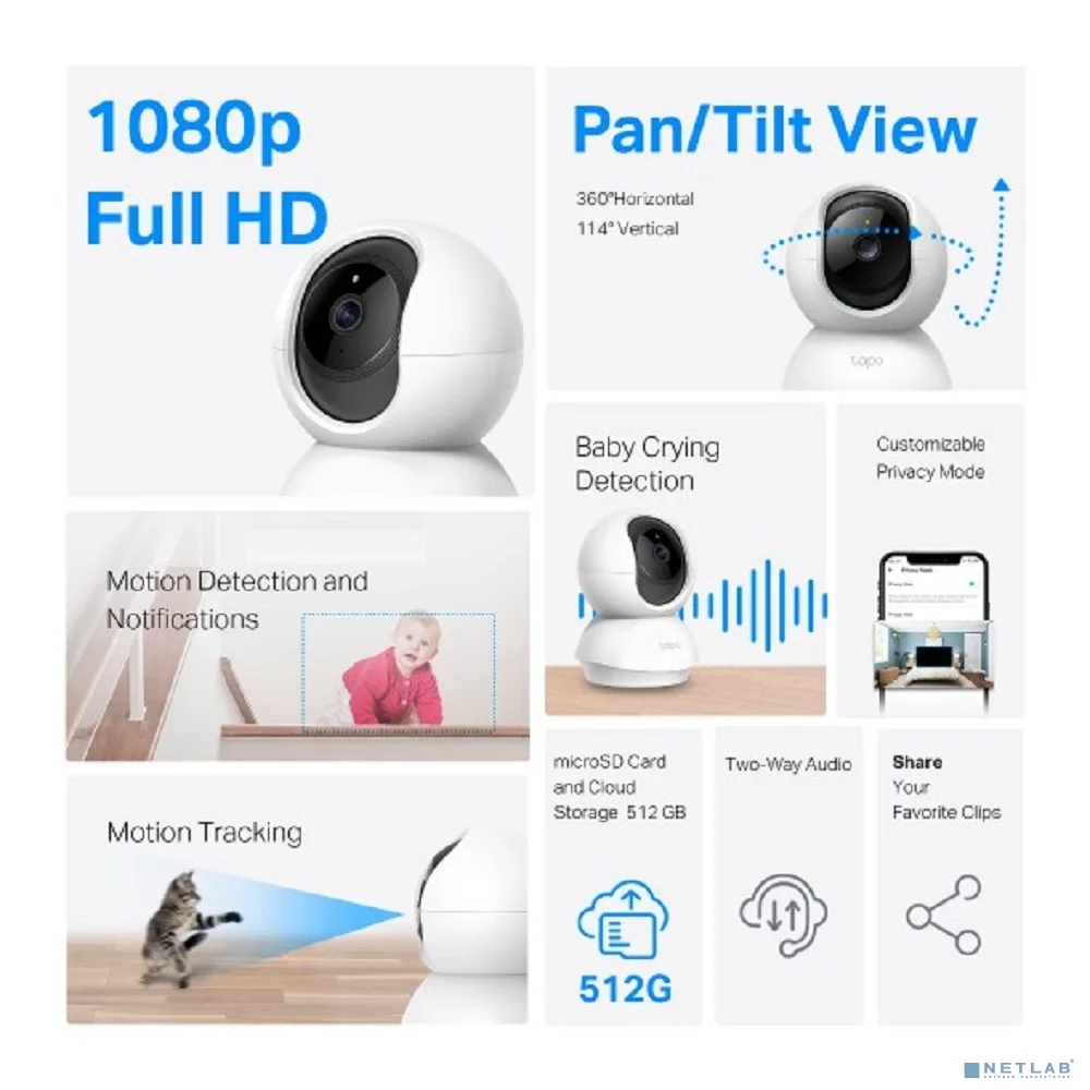 TP-Link Tapo C200P2 Умная поворотная камера, 2 шт.