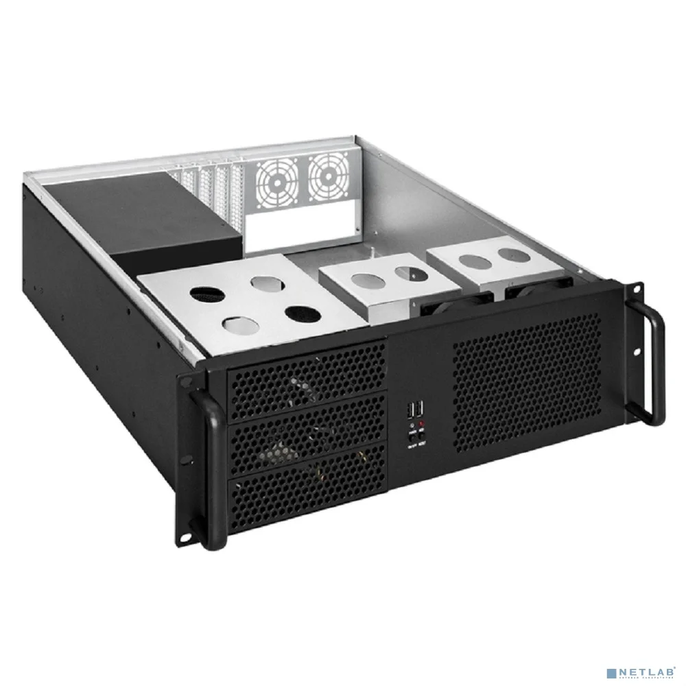 Exegate EX299998RUS Серверный корпус ExeGate Pro 3U390-08 <RM 19", высота 3U, глубина 390, БП 1100PAS, USB>