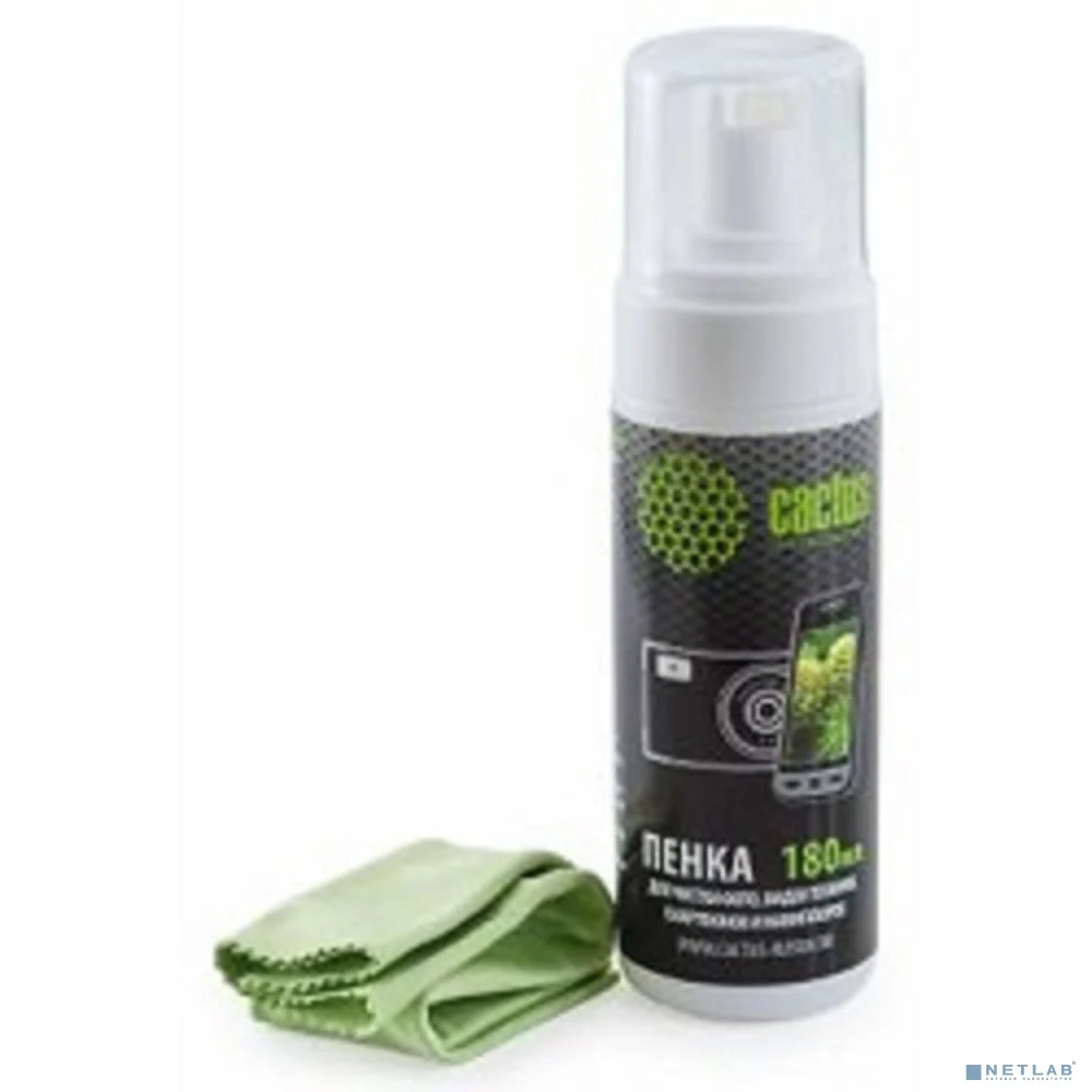 CACTUS CS-S3006 Чистящий набор (салфетки + пена) Cactus для экранов и оптики 1шт 18x18 см 180мл