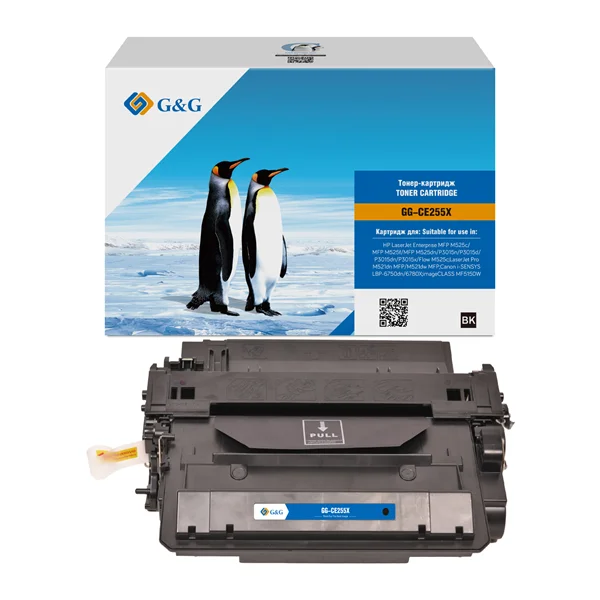Картридж G&G GG-CE255X черный (12500стр.) для HP LJ Enterprise MFP M525c/P3015n/LJ Pro M521dn MFP