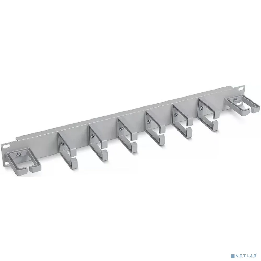 Cabeus JB08-1U-PR-GY Кабельный органайзер горизонтальный 19" 1U, 8 пластиковых колец, металлический, цвет серый (RAL7035)