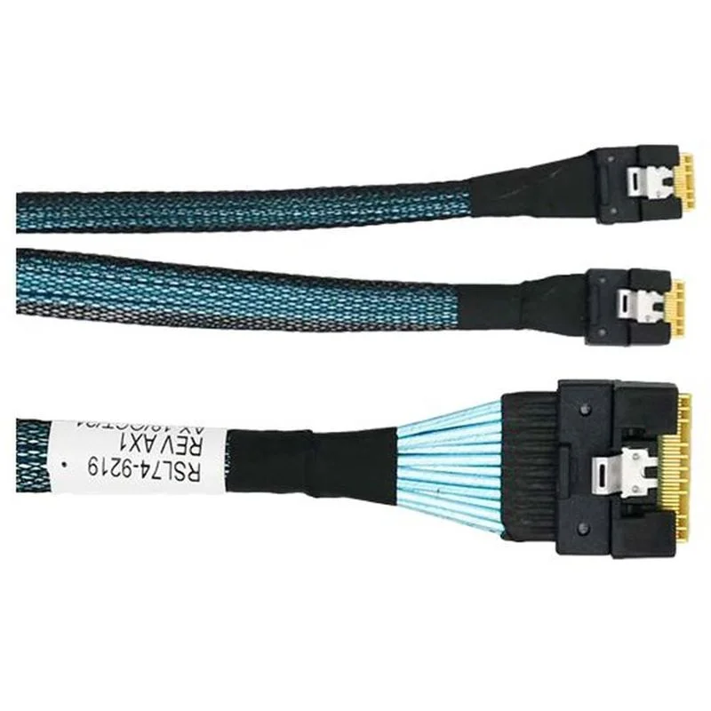 Кабель LR-Link Slimline SAS x8 STR-2x Slimline SAS ( x4) STR 80cm Cable (CBL-SAST-1264F-100, but 64cm, but STR) 2