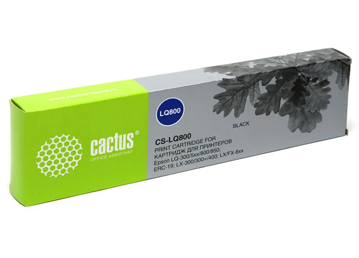CACTUS LQ800 Картридж матричный (CS-LQ800) для Epson LQ-300/5xx/800/850; ERC-19; LX-300/300+/400; LX/FX-8xx, ресурс 3 000 000 зн, black