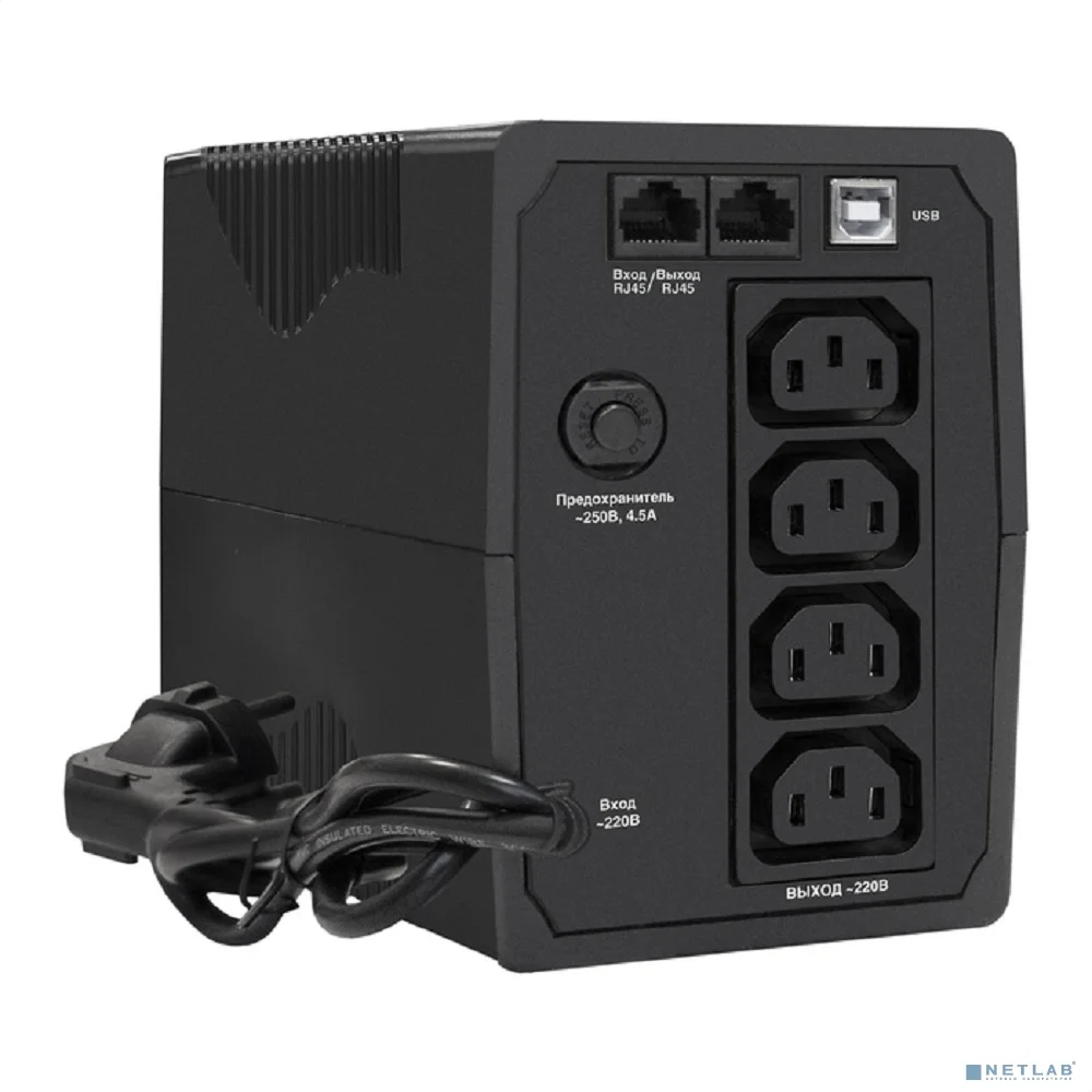 Exegate EX292784RUS ИБП ExeGate Power Back BNB-1000.LED.AVR.4C13.RJ.USB <1000VA/550W, LED, AVR, 4*C13, RJ45/11,USB, Black>