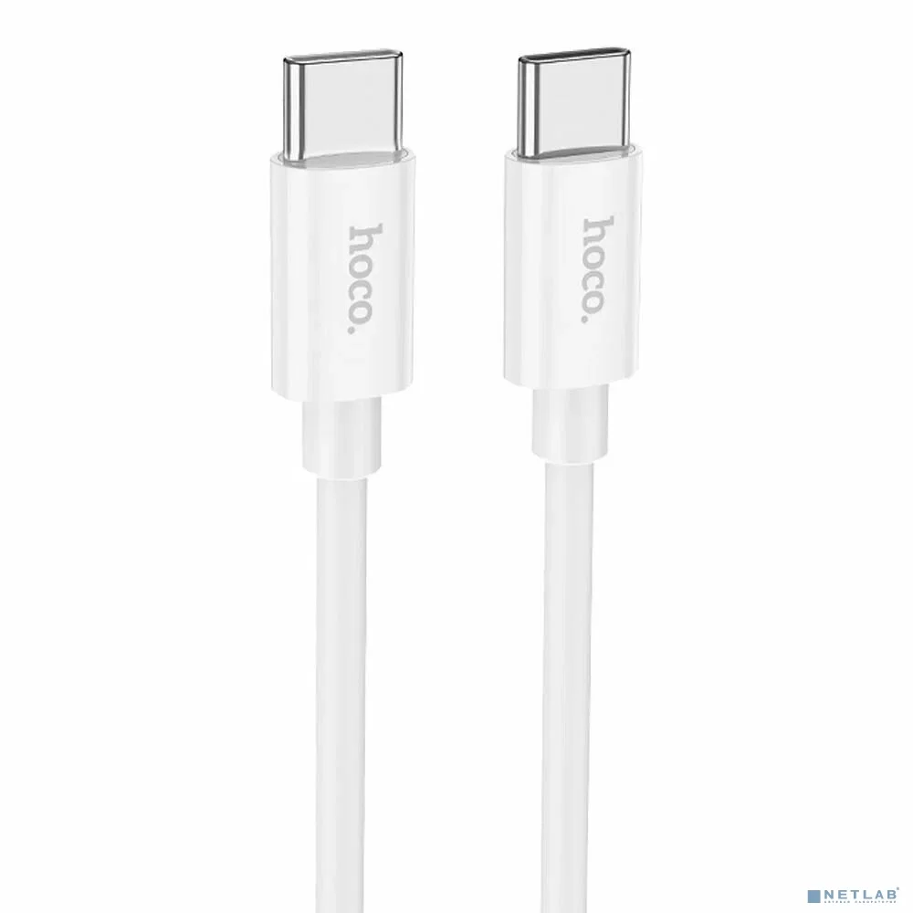 HOCO Кабель USB2.0 Hoco Type-C/Type-C, 3А, 60Вт, силиконовая оплетка, X87, 1м, белый, коробка