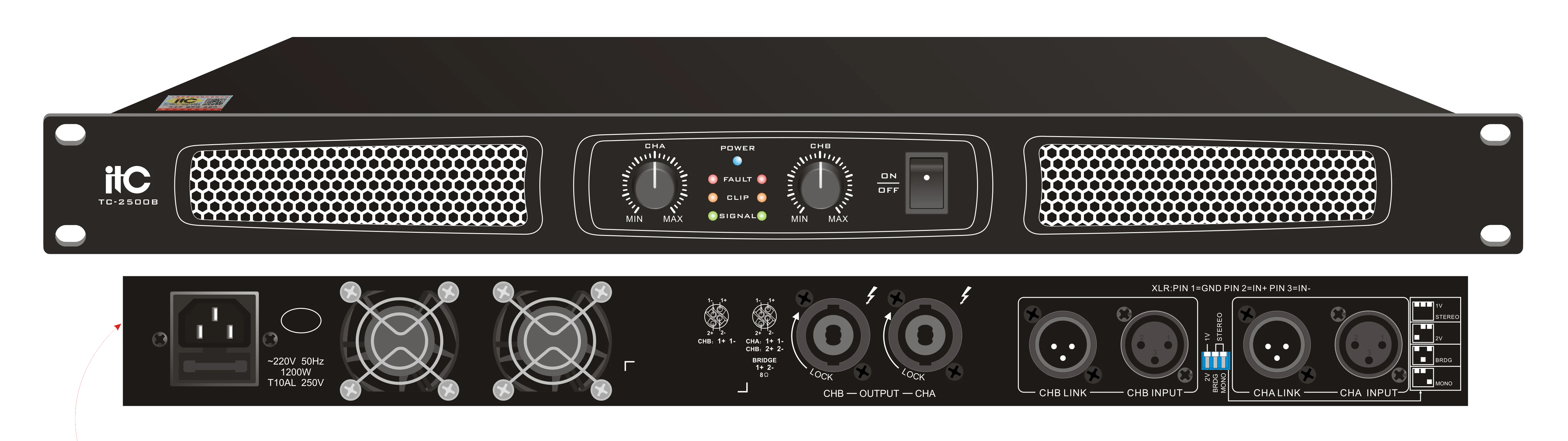 ITC TC-2500B 2-канальный усилитель, 2х500W / 8 Ом 2