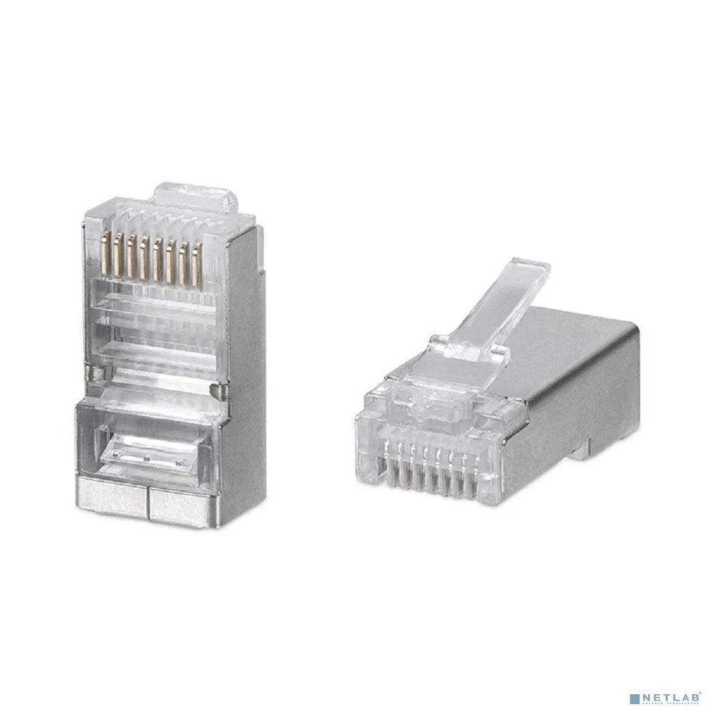 Коннектор Cabeus 8P8C-SH-FC Коннектор RJ-45 быстрой установки под витую пару, категория 5e, экранированный, универсальный (для одножильного и многожильного кабеля) для проводников с толщиной по изоляции до 1,05