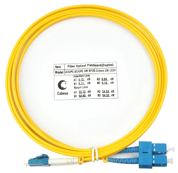 Шнур оптический Cabeus FOP(d)-9-LC-SC-2m Шнур оптический duplex LC-SC 9/125 sm 2м LSZH